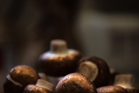 Small pile of whole mushrooms, soft background.の写真素材