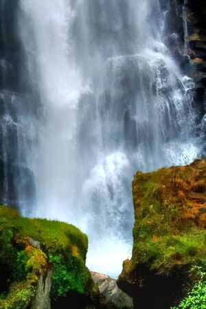 Mountain waterfallの写真素材