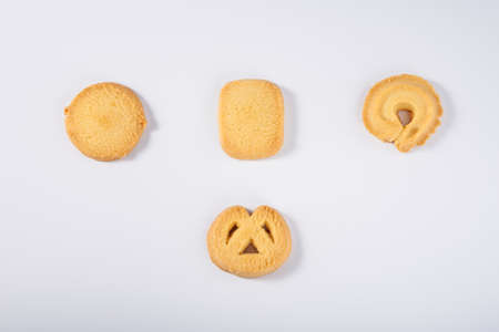 Four different shapes of cookiesの写真素材