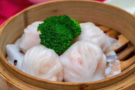 A Cantonese morning tea dim sum, Steamed shrimp dumplingsの写真素材