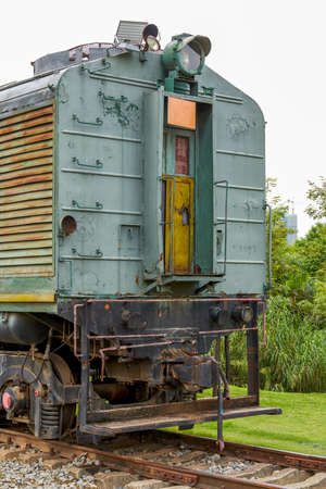 Close-up of the rear of a vintage locomotive in China