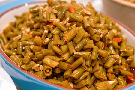 Close-up of a bowl of chopped sauerkraut, Guangxi specialty, raw material for snail rice noodles