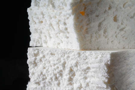 Closeup of cross section texture of Thai latex mattress