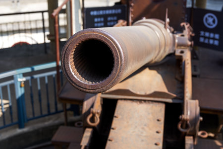 A close-up of an artillery from the Qing Dynasty in Chinaの写真素材