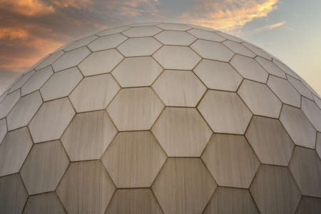 The outer spherical building of a dome cinema