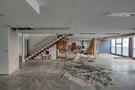 Construction site scene of commercial officeのeditorial素材