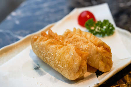 A delicious deep-fried dessert, durian crispの写真素材