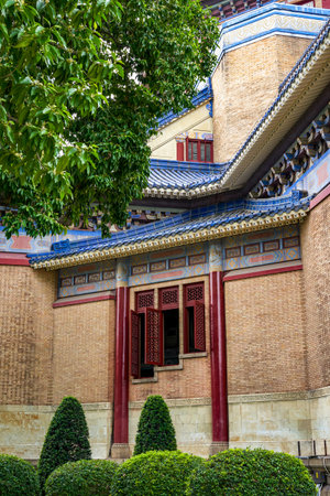 A corner of the Chinese-style retro building in the Sun Yat-sen Memorial Hall in Guangzhou, Guangdong, Chinaのeditorial素材