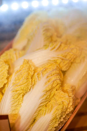 Closeup of baby cabbage slices for hot potの写真素材
