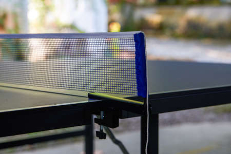 Partial close-up of the net of a table tennis table