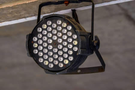 Searchlights and professional sound equipment on professional stage