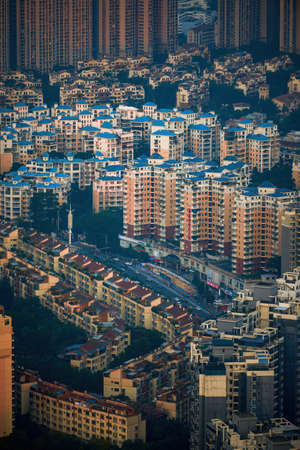 View of urban buildings in Nanning, Guangxi, China from aboveのeditorial素材