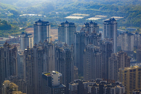 Overhead view of urban residential buildings and villas in Nanning, Guangxi, China