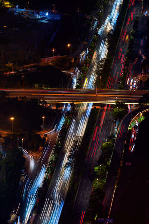 Night view of city road and overpass in Nanning, Guangxi, China