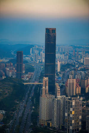 Closeup of glass facade skyscrapers in the cityのeditorial素材