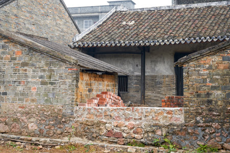 Ancient village buildings in Yangmei Town, Nanning, Guangxi, Chinaのeditorial素材