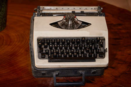 Partial close-up of a vintage retro typewriter