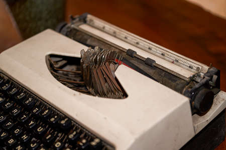 Partial close-up of a vintage retro typewriter