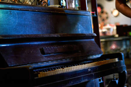 Close-up of an old broken piano