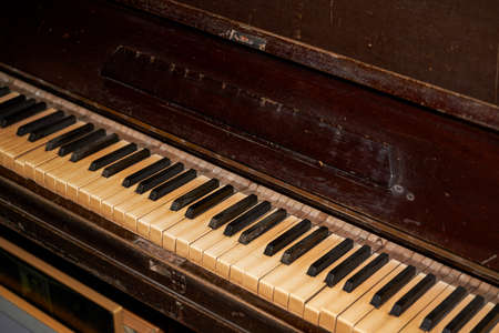 Close-up of an old broken pianoの写真素材
