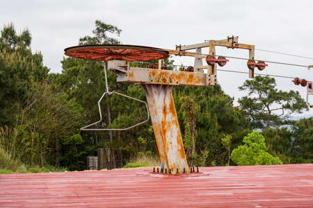 Old and rusty Peak Tram traction system