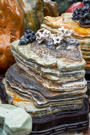 A close-up of a multi-layered shale rockの写真素材