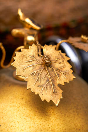 A close-up of a metal craft leafの写真素材