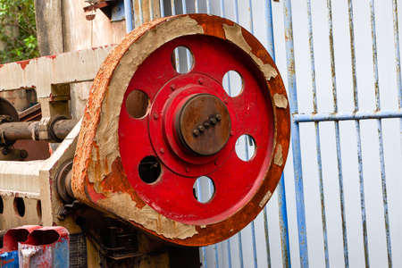 Close-up of rotor equipment in an old factory building in an industrial areaの写真素材