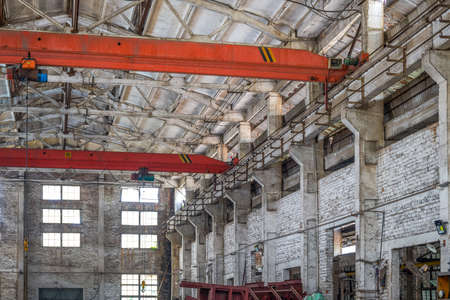 An abandoned steel frame structure automobile production workshop