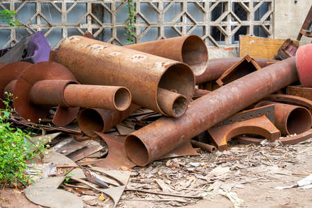 Pile of rusted scrap steel metal