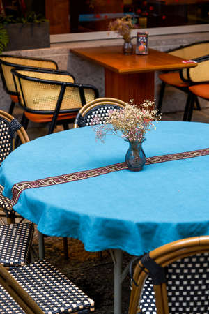 Outdoor seating in an ethnic restaurantのeditorial素材