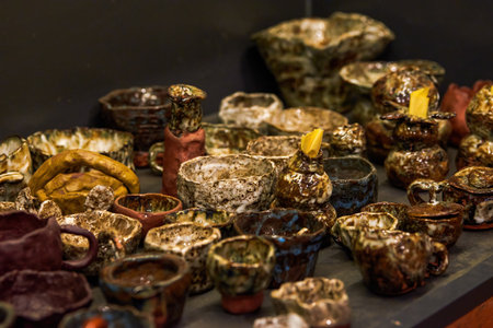 Various clay products in a clay shopのeditorial素材