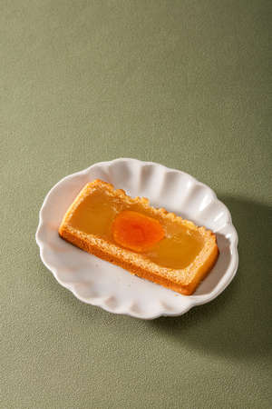 Cantonese-style traditional egg yolk lotus paste mooncake for Chinese Mid-Autumn Festival, translation: egg yolk lotus paste.の写真素材