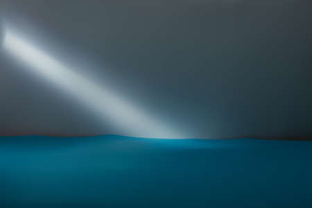 A straight line of spotlight lights on a blue backgroundの写真素材