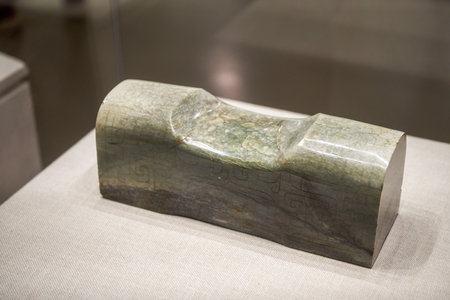 Ancient Chinese cultural relics from the Han Dynasty in the museum, jade pillowsのeditorial素材