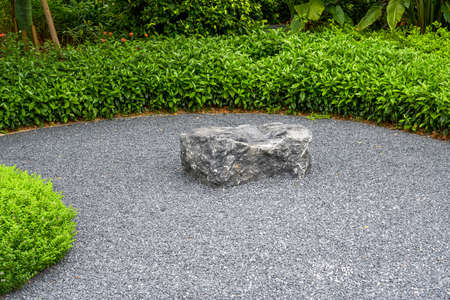 Landscape of gravel walkway in Japanese gardenの写真素材