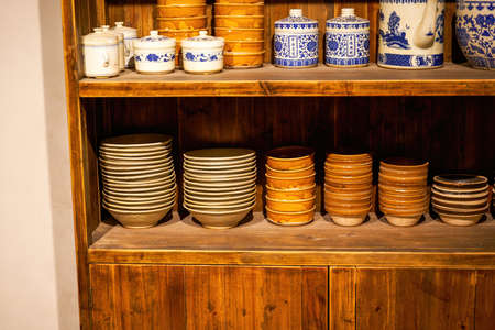 Cutlery rack and cutlery arrangement in traditional Chinese restaurantの写真素材
