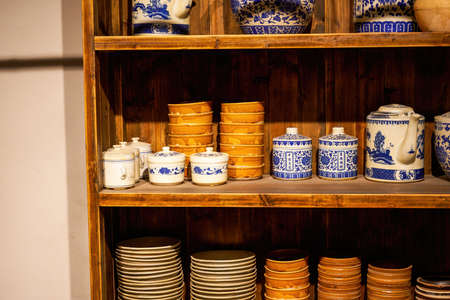 Cutlery rack and cutlery arrangement in traditional Chinese restaurantの写真素材