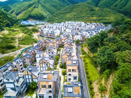 Luxury villa real estate project located in the outdoor mountainsの写真素材