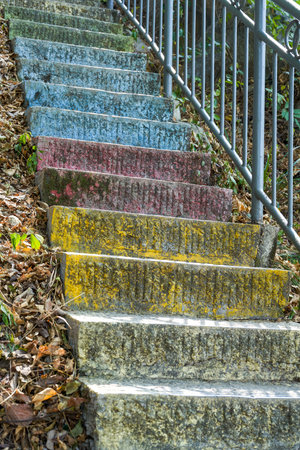 Stone stairs for climbing in outdoor park