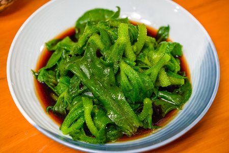 A plate of fresh and crisp cold ice grassの写真素材