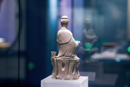 Close-up of ancient Chinese pottery figurinesの写真素材