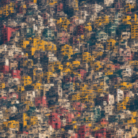 Generative AI, Dense urban high-rise style oil paintingの素材