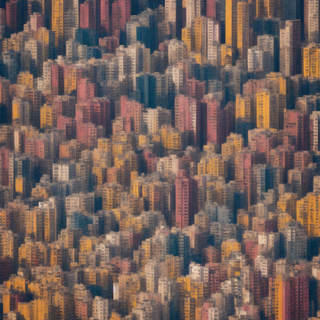 Generative AI, Dense urban high-rise style oil paintingの素材