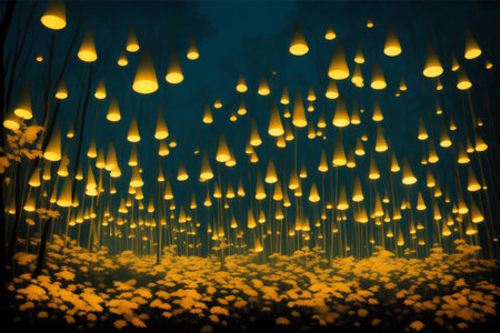 Generative AI, full of lights at nightの素材