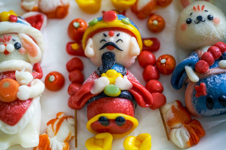 Festive pasta, bread for Chinese New Year's Spring Festival in northern Chinaの写真素材