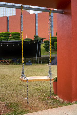 Close-up of a recreational swing in the park