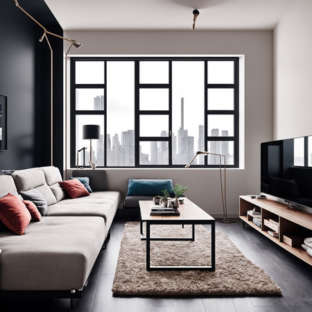 Generative AI, Modern furniture decoration style living room and sofaの素材