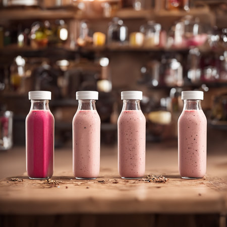 Generative AI, Exquisite glass jars filled with colorful saucesの素材