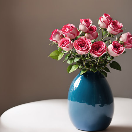 Generative AI, Potted flowers in a pot with indoor simple backgroundの素材